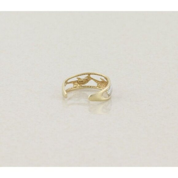 10k White Gold and Yellow Gold Dolphin Toe Ring Size 3 Adjustable - Picture 5 of 6